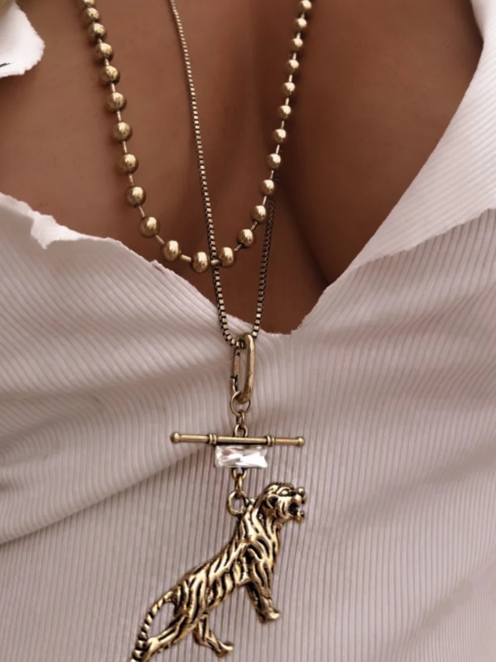 18k GOLD TIGER Statement Necklace - Tarnish FREE